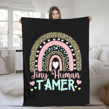 Discover Tiny Human Tamer Rainbow Childcare Worker Babysitter Teacher Fleece Blankets