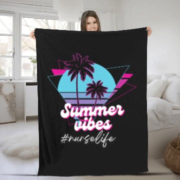 Discover summer vibes nurses life cool nursing student nurses beach RN Fleece Blankets