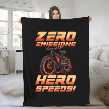 Discover Zero Emission Hero Speeds EBike Electric Cycling Fleece Blankets
