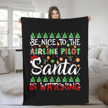Discover Be Nice To The Airline Pilot Santa Is Watching Christmas Baseball Tees Fleece Blankets