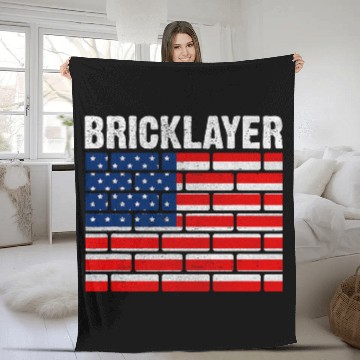 Discover Patriotic Bricklayer Job Bricks Construction Mortar Mason Fleece Blankets
