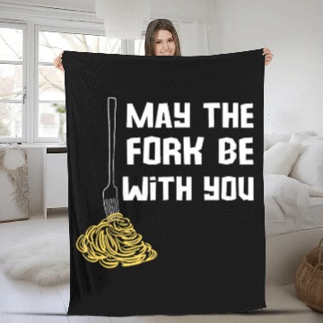 Discover May The Fork Be With You Kitchen Cooking Chef Puns Spaghetti Fleece Blankets