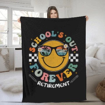 Discover Retired Teacher 2024 Schools Out Forever Teacher Retirement Baseball Tees Fleece Blankets