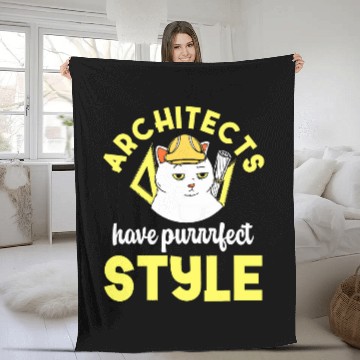 Discover Architect Cat Lover Architecture Engineer Kawaii Art Fleece Blankets