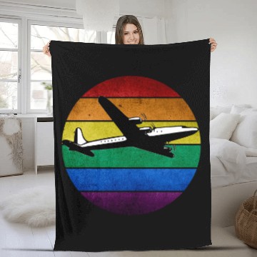 Discover Retro Plane Flight Pilot Fleece Blankets