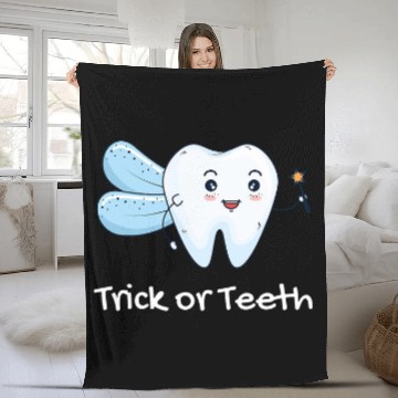 Discover Tooth Fairy Halloween Trick or Teeth 21 Zip Fleece Blankets