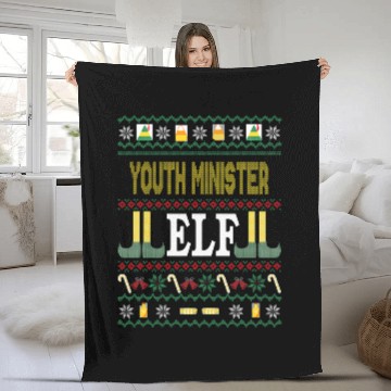 Discover Youth Minister Elf Funny Christmas Fleece Blankets