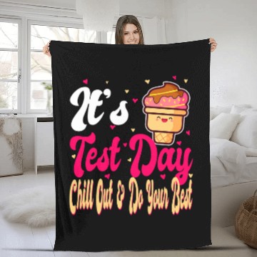 Discover Test Day Ice Cream Chill Funny Testing Exam Teacher Student Baseball Tees Fleece Blankets