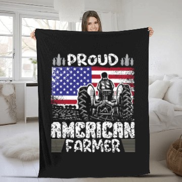 Discover Lofty American Farmer 2US Flag Lovable Pleasant Quote Fleece Blankets
