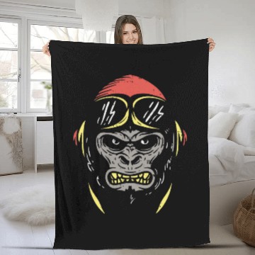 Discover Angry Monkey Pilot Furious Gorilla Fleece Blankets