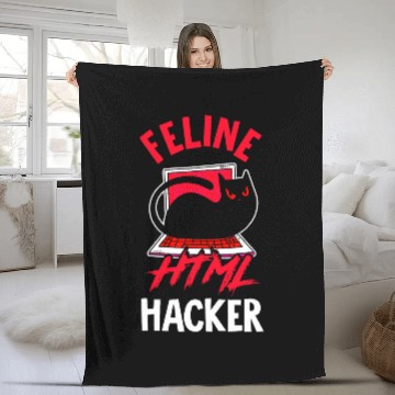 Discover Developer Programmer Coder Computer Cat Lover Pet Owner 1 Zip Fleece Blankets