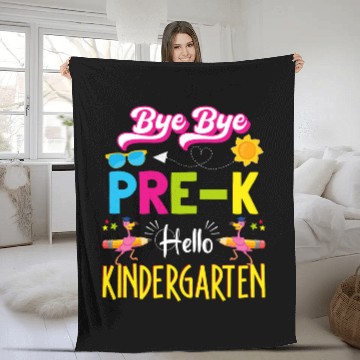 Discover Bye Bye Prek Hello Kindergarten Flamingo Back to School Baseball Tees Fleece Blankets