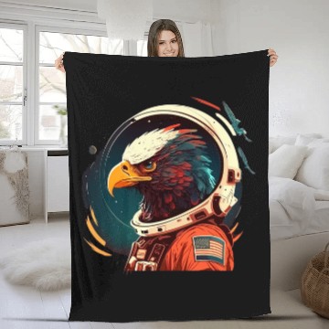Discover Outer Space Eagle on Galaxy Astronaut Eagle Fleece Blankets