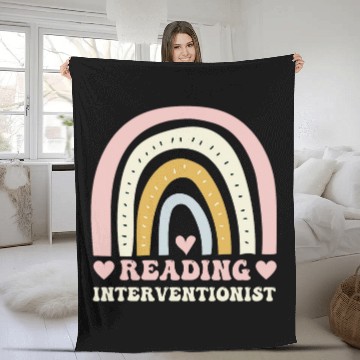 Discover Reading Interventionist Application Rainbow Reading Teacher Baseball Tees Fleece Blankets