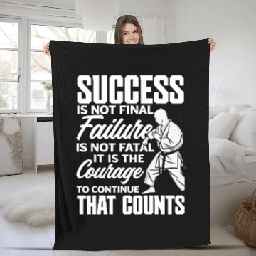Discover It Is The Courage To Continue That Counts Karate Jiu Jitsu Fleece Blankets
