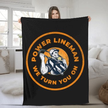 Discover Power Lineman We Turn You On Professional Electrician Baseball Tees Fleece Blankets
