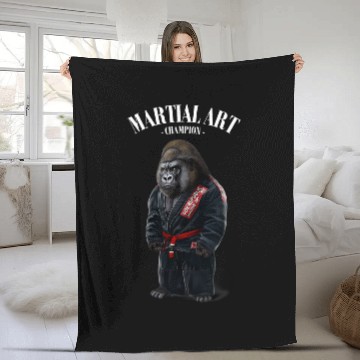 Discover Gorilla Judo Karate Master in Black Judogi Fleece Blankets