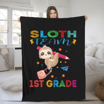 Discover Funny Sloth Student Teacher Team 1st Grade Baseball Tees Fleece Blankets