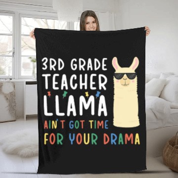 Discover 3rd Grade Teacher Llama Third Grade Teacher Fleece Blankets