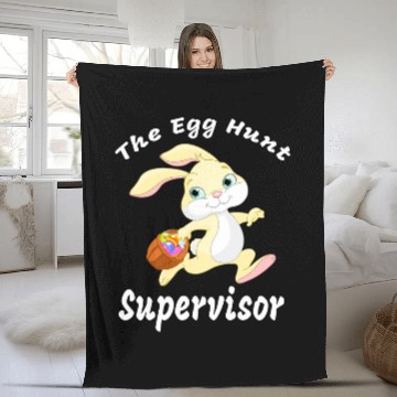 Discover The Egg Hunt Supervisor Easter Day Hunt Easter Bunny Fleece Blankets