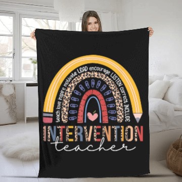 Discover Rainbow Intervention Teacher Leopard Student Back To School Baseball Tees Fleece Blankets