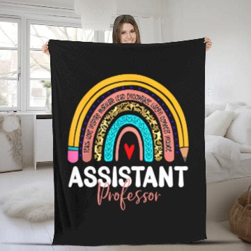 Discover Assistant Professor Leopard Rainbow Back To School 1 Fleece Blankets