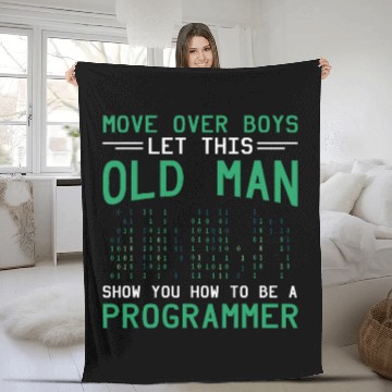 Discover Binary Coding Programmer Let This Old Man Binary Code Fleece Blankets