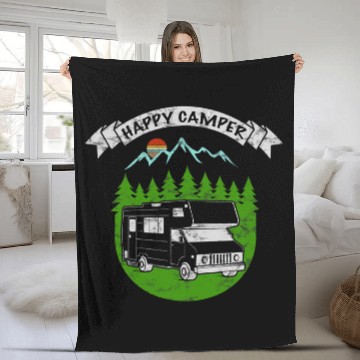 Discover Retro Sunset RV Happy Camper Camping Baseball Tees Fleece Blankets