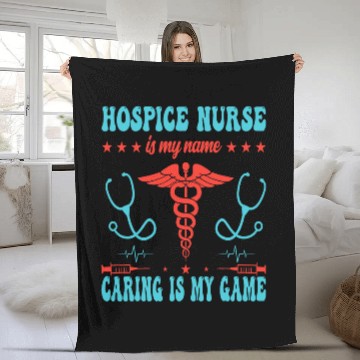 Discover Hospice nurses is my name caring is my game 1 Baseball Tees Fleece Blankets