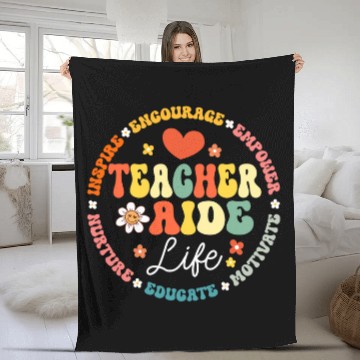 Discover Teacher Aide Life Sub Teacher Assistant Appreciation Week Fleece Blankets