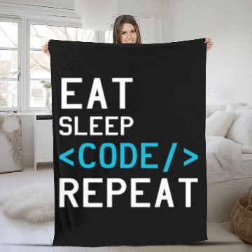 Discover Binary Coding Eat Sleep Code Repeat Computer Programmer Fleece Blankets