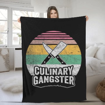 Discover vintages Funny Chef Culinary Gangster Butcher Cooking Fleece Blankets