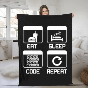 Discover Eat Sleep Code Repeat Computer Programmer Coding Zip Fleece Blankets