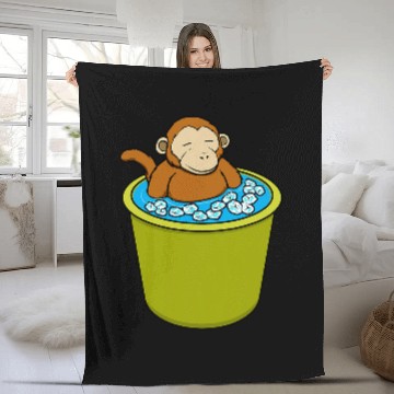 Discover Monkey Ice Bathing Healthy Hobby Baseball Tees Fleece Blankets