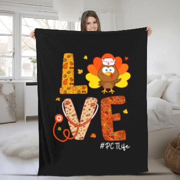 Discover PCT nurses Turkey Thanksgiving Day Love nurses Life Fall Fleece Blankets