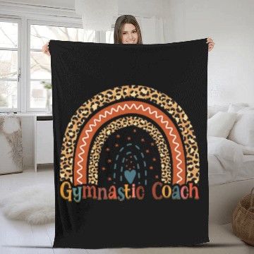 Discover Womens Gymnastic Coachs Leopard Rainbow Gymnastic Coach Baseball Tees Fleece Blankets
