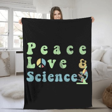 Discover Peace Love Science Microscope Design Science Teacher Fleece Blankets