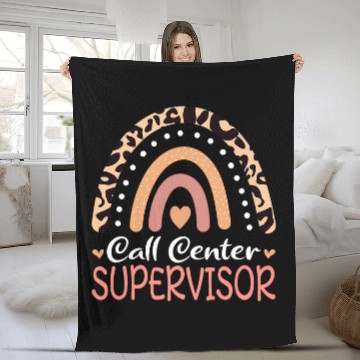 Discover Call Center Supervisor Leopard Rainbow Appreciation 2 Fleece Blankets