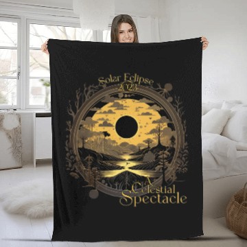Discover Annular Solar Eclipse Fan Celestial Spectacle Fleece Blankets