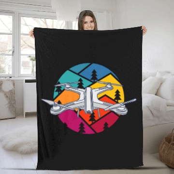 Discover Retro Quadcopter Art For Quadrotor Drone Pilot Fleece Blankets