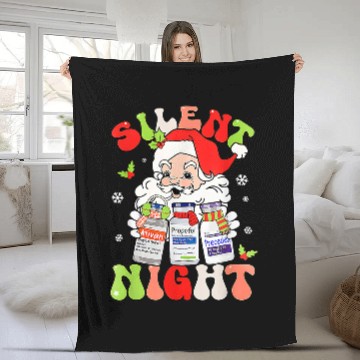 Discover Retro Silent Night ICU nurses Christmas Intensive Care Unit Zip Fleece Blankets