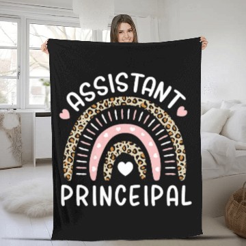 Discover Assistant Principal Leopard Rainbow Funny School Worker Fleece Blankets