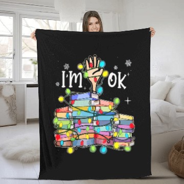 Discover Reading Books Librarian Reader Nerd Im Ok Teacher School 1 Fleece Blankets