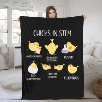 Discover Funny Science Chicks In Stem Scientist Nerd Chicken Lover Baseball Tees Fleece Blankets