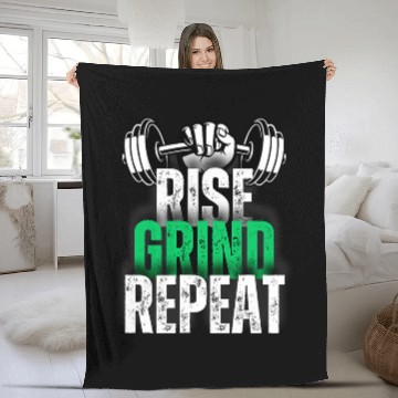 Discover Rise Grind Repeat Fitness Fleece Blankets