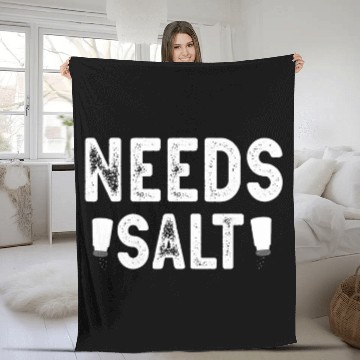 Discover Needs Salt Funny Cooking Chef Zip Fleece Blankets