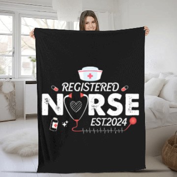Discover Registered nurses Est 2024 Nursing Student Rn Graduation 1 Fleece Blankets