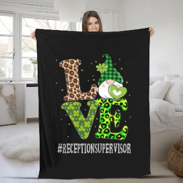 Discover Reception Supervisor Love St Patricks Day Gnome Leopard Baseball Tees Fleece Blankets