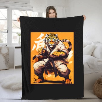 Discover Karate King Graphic With a Tiger Karate Warrior Design Fleece Blankets