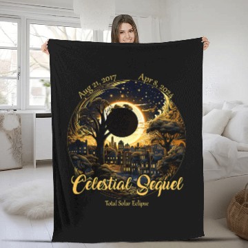 Discover 2024 Total Solar Eclipse Celestial Sequel 2017 Totality Sun Fleece Blankets